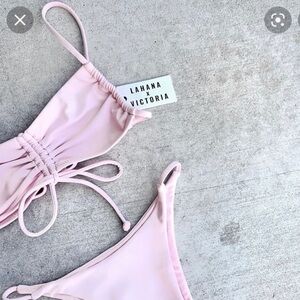 NWT LA HANA SWIM pink bikini top